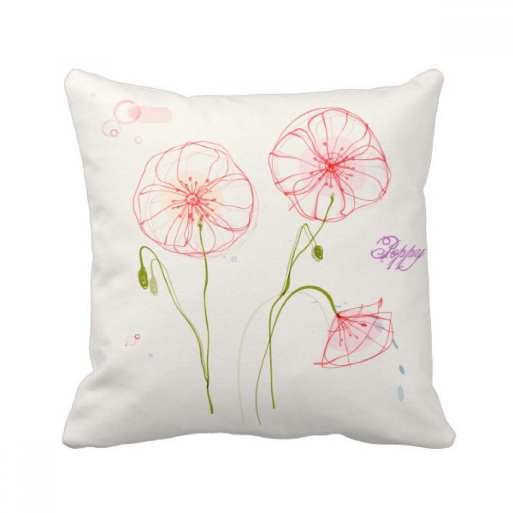 Coussin Fleurs de Pavot Blanc 40x40 cm Oreiller Carré pour Canapé