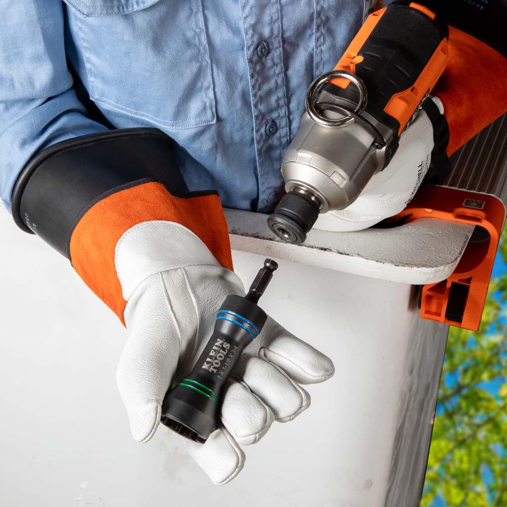 Klein Tools NRHDM Zestaw mini nasadek udarowych 5 w 1, 1/4 cala, 1-calowy, potrójne kwadratowe gniazdo bitowe 1-1/8 cala z małymi i dużymi gniazdami wyrównującymi