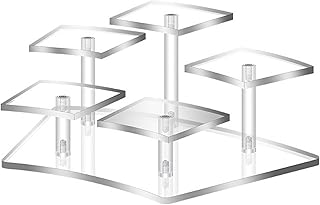 【クローブキューブ】フィギュア 台座 アクリルスタンド 階段 ディスプレイ スタンド コレクション ケース 棚 アクセサリー 飾り棚 透明 黒 (クリア 5体)