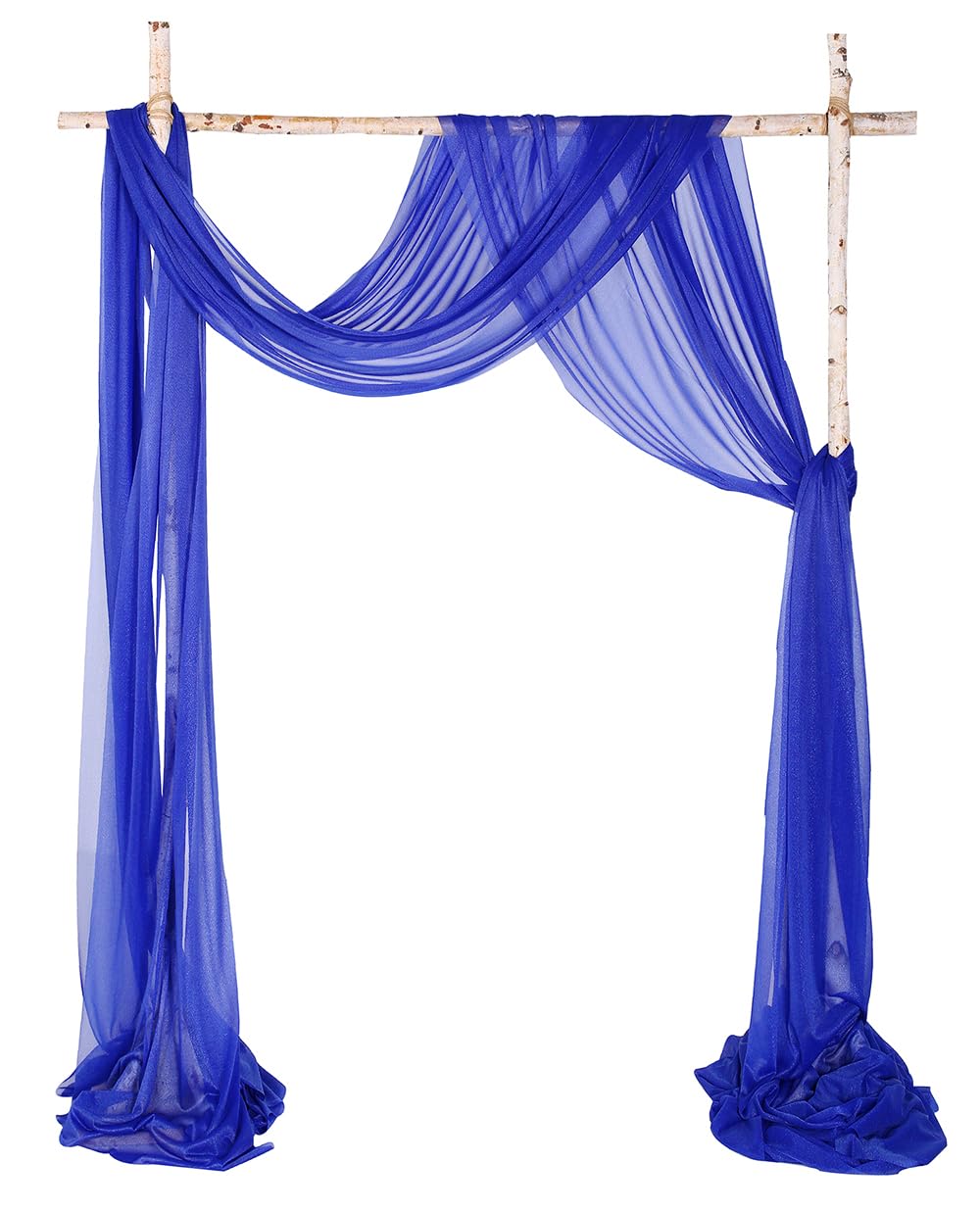 SHERWAY Sheer Wedding Arch Drapes 2 Panels 18Ft Arbor Draping Fabric for Wedding Party Backdrop Decoration (Slightly Shimmery, Royal Blue & Royal Blue