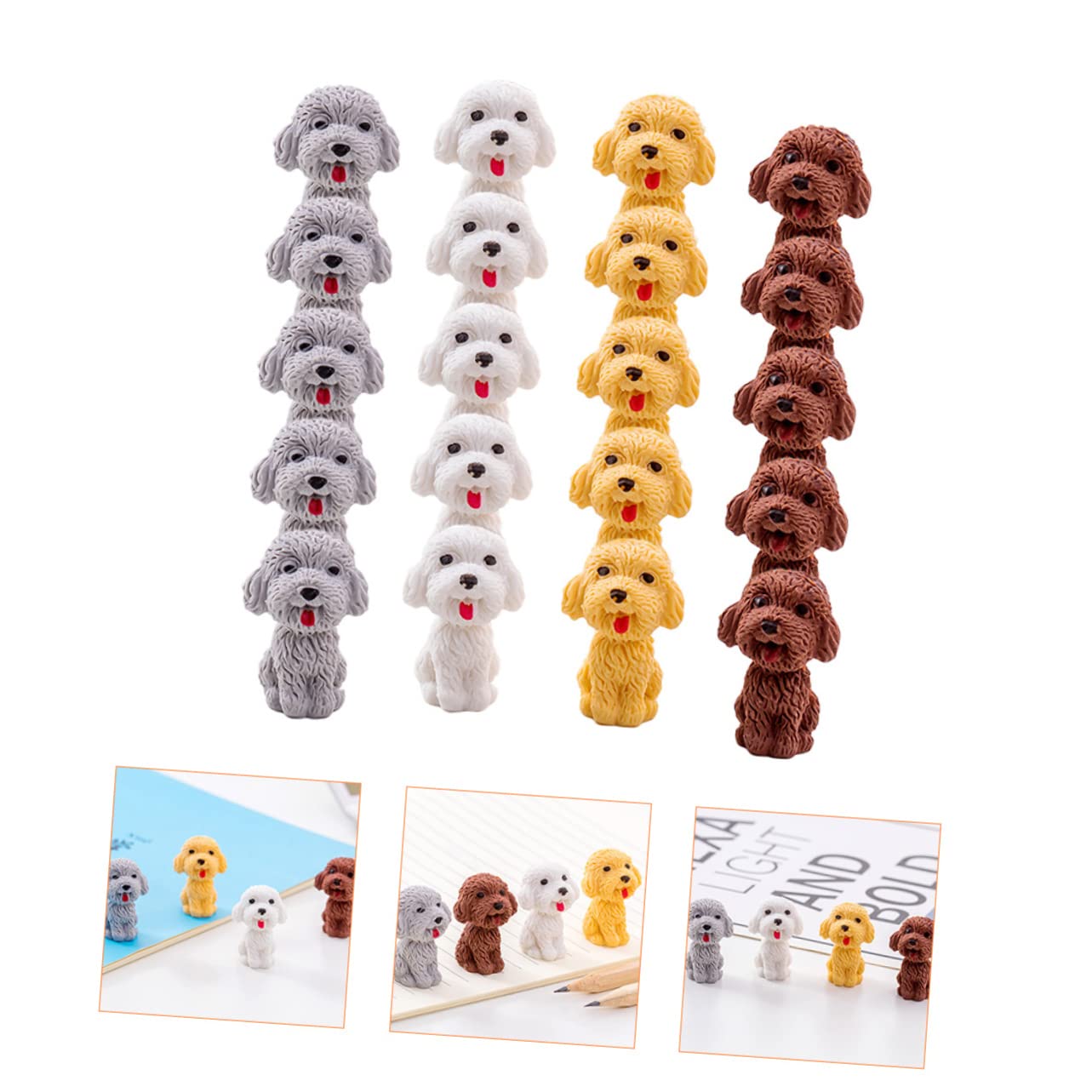 NUOBESTY 4 Sätze Hund Radiergummi Verstellbare Dekoration Cartoon-radiergummis Teddybären-radiergummis Cartoon Radiergummis Radiergummi Für Schreibwaren 20 Stück * 4