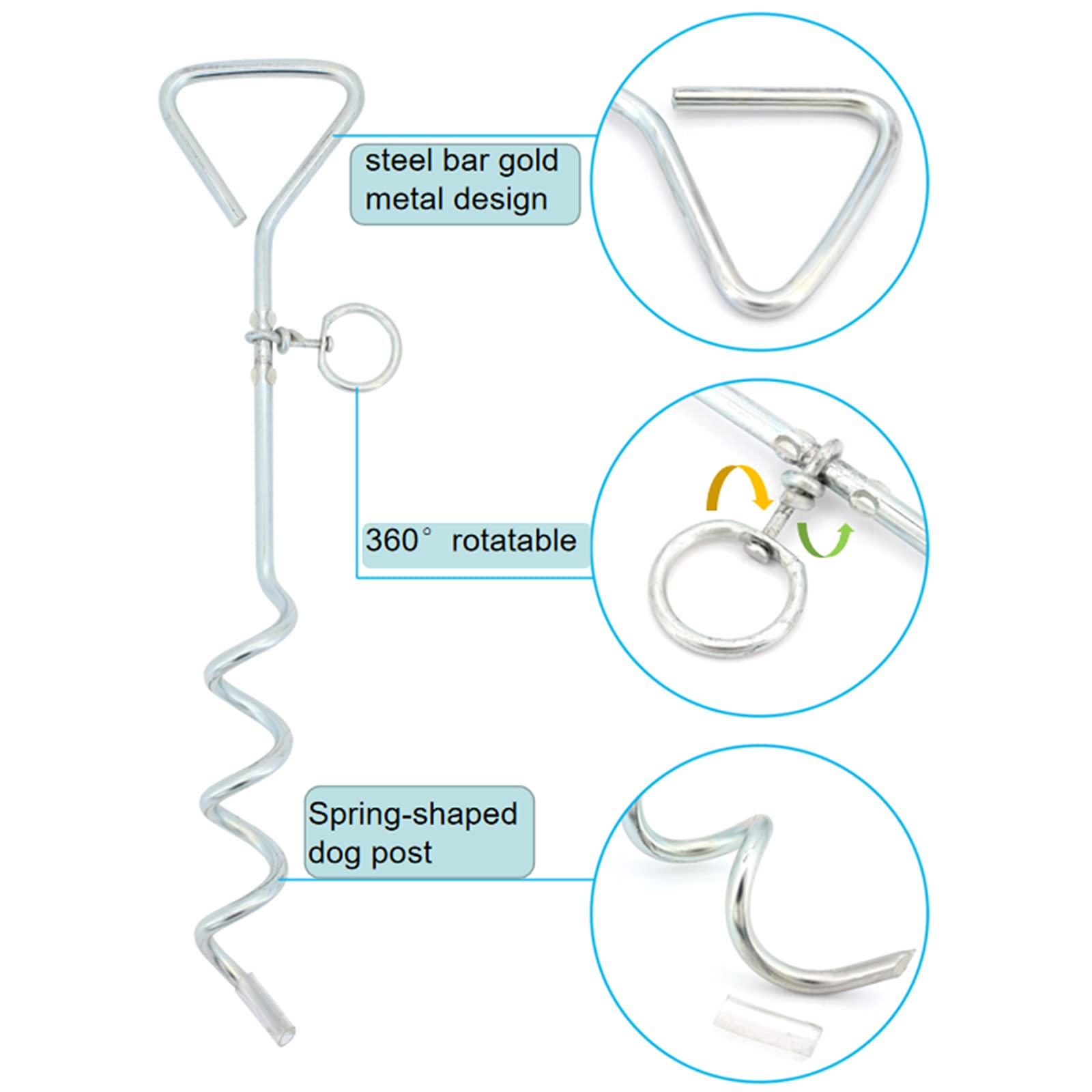 Picchetto Per Cani ShawFly 3m - Cavo D'Acciaio Con Spirale Per Esterno - Foto 9