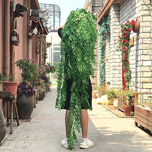 ND Large Artificial Hanging Silk Willow Leaves Bunch Greenery Olive Leaf Garland for Wedding Backdrop Arch Wall Home Garden Decor (77 inches, Green)