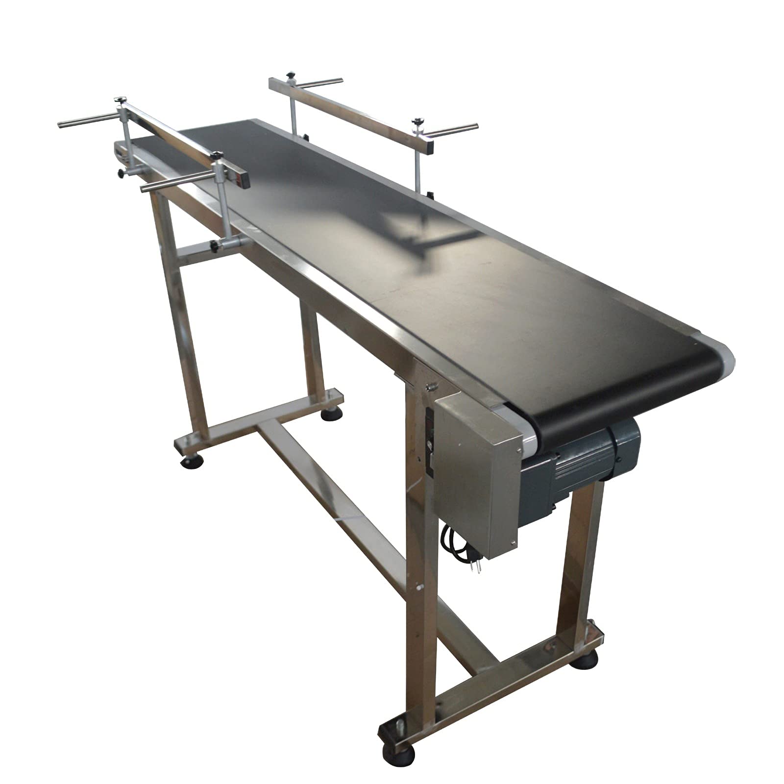 TECHTONGDA PVC Flat Conveyor Belt Systems Stainless Steel Frames Double Guardrails for Industrial Transport Conveyor Length 59inch Belt Width 11.8inch