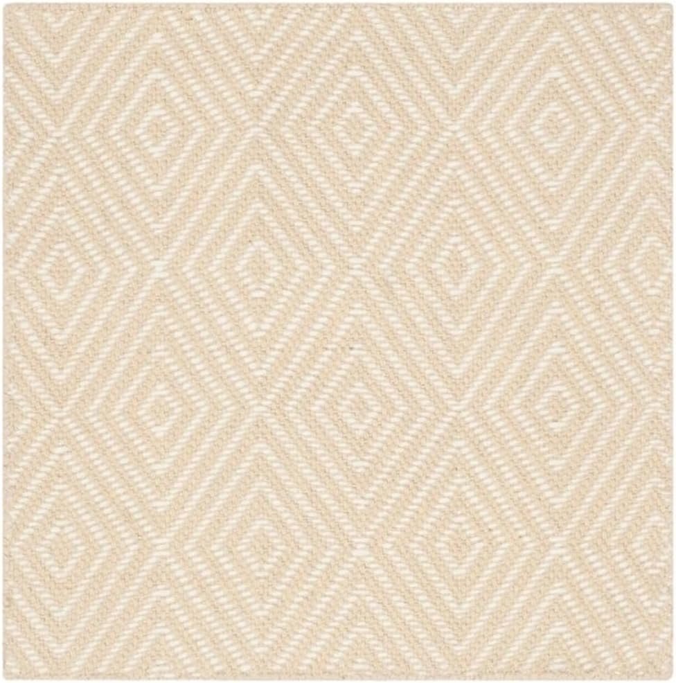 Beige and Ivory Rectangular Wool and Viscose Area Rug, 5' x 8'