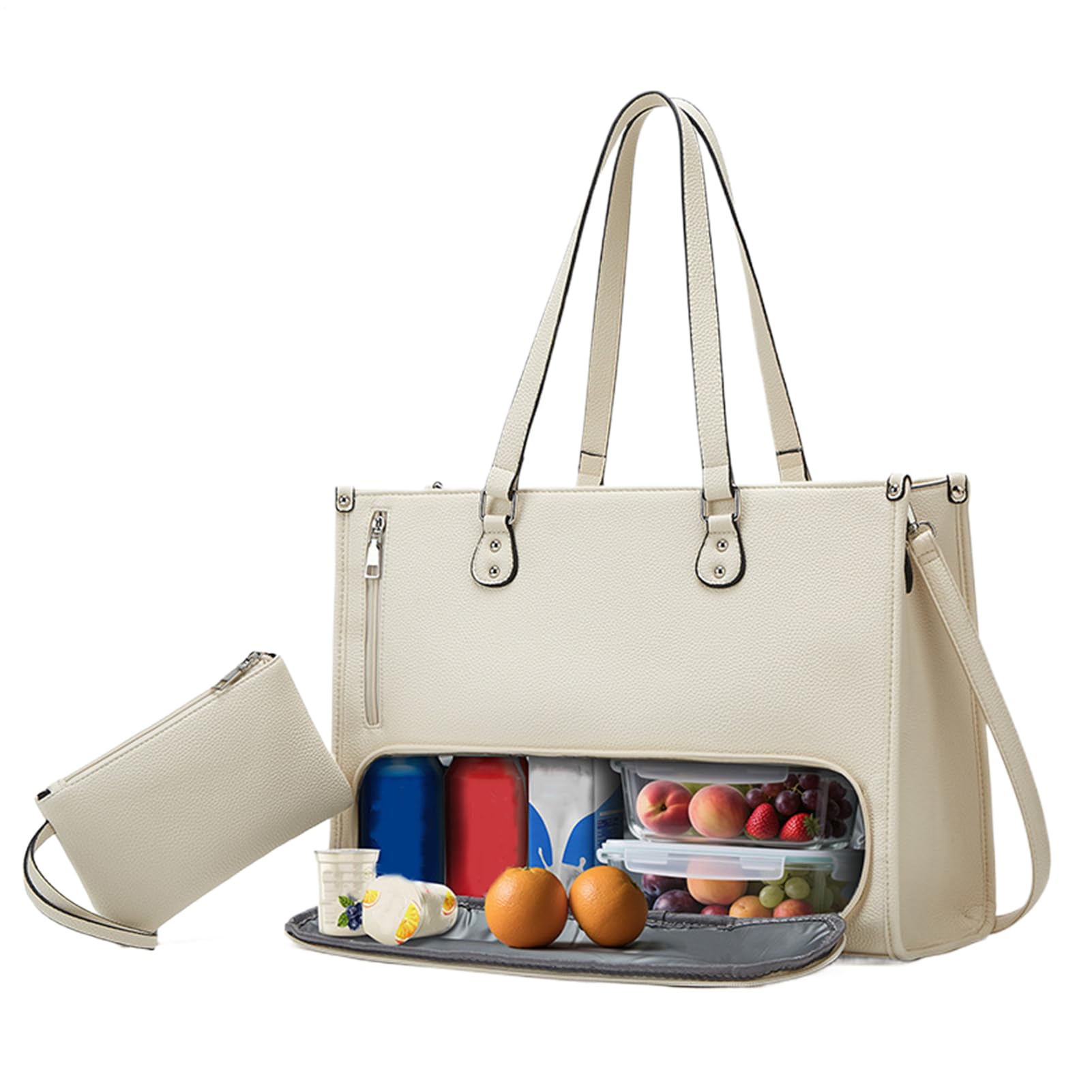 Genérico Bolsa de almuerzo para mujer, isotérmica con compartimento para almuerzo | Tendencia de trabajo portátil | para teléfono, tableta, libro, bebidas, comida, colegio, escuela,, blanco, Se
