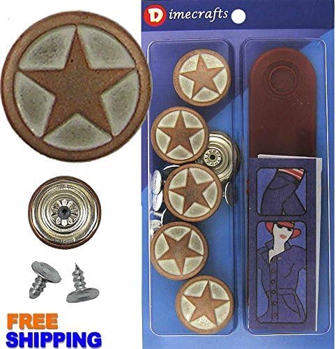 20mm Ranger Star Matte C Jean Tack Buttons Kit, 6 Set with Tool