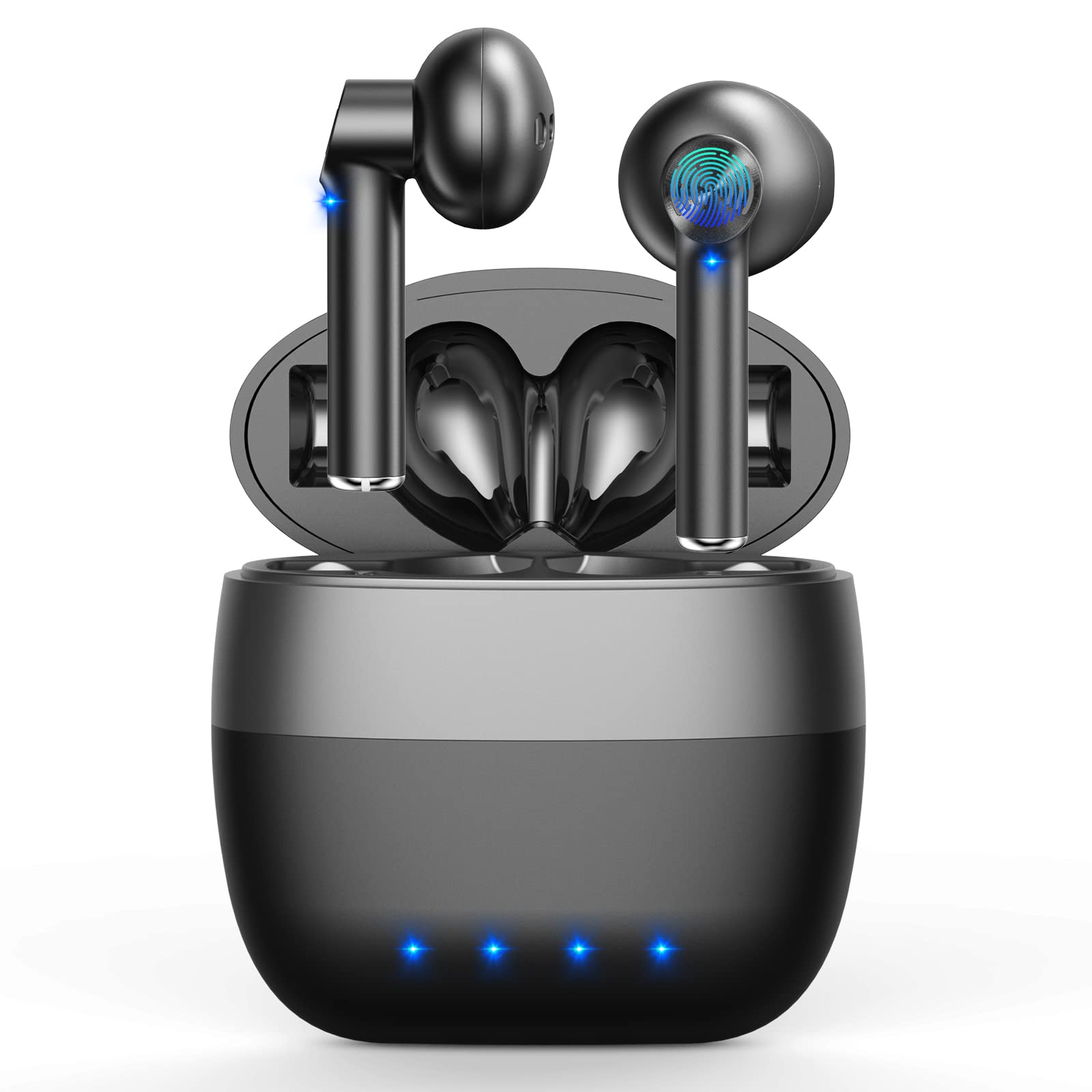 Wireless Earbuds, Grawille Bluetooth 5.1 Wireless Headphones with Mic, IPX5 Waterproof Bluetooth Headphones HiFi Stereo Sound, 25H Playtime Wireless Earphones with USB-C Charging for Sports (Black)