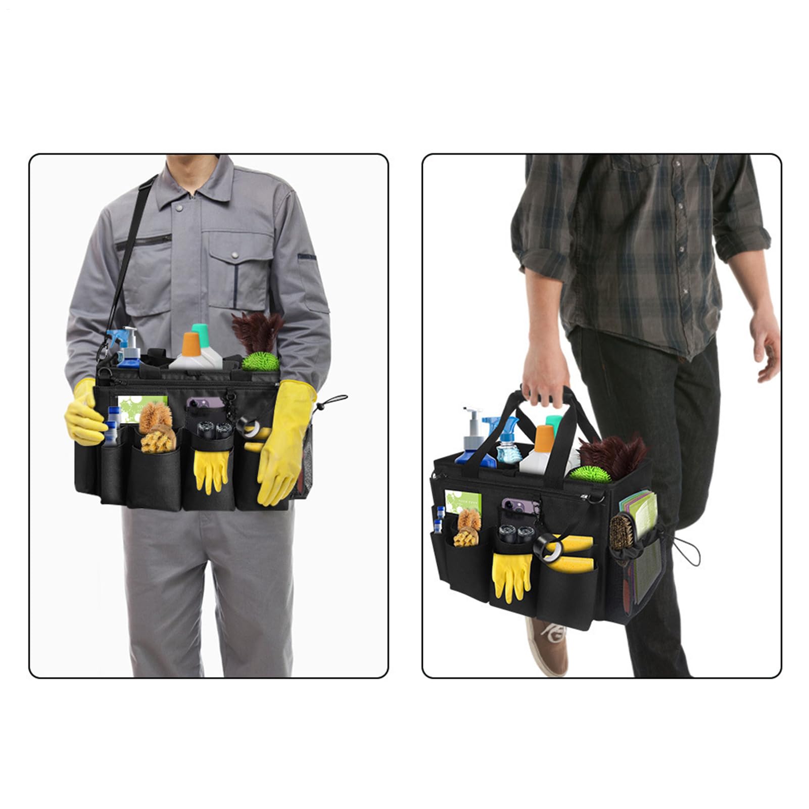 Bolsa para Productos De Limpieza Organizador Plegable Herramientas Malla | Saco Para Labores Domésticas Sprays, Limpiadores, Cepillos, Trapos para Baño, Cocina, Lavado Aut
