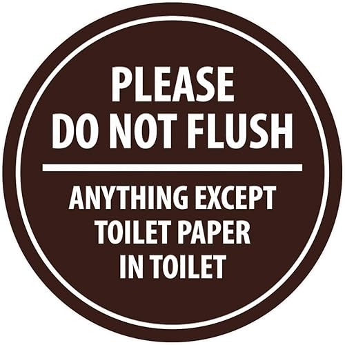 Miniatura 12 de Signs ByLITA Circle Please Do Not Flush Anything Except - Letrero de pared o puerta de papel higiénico - Cinta adhesiva de espuma de doble cara