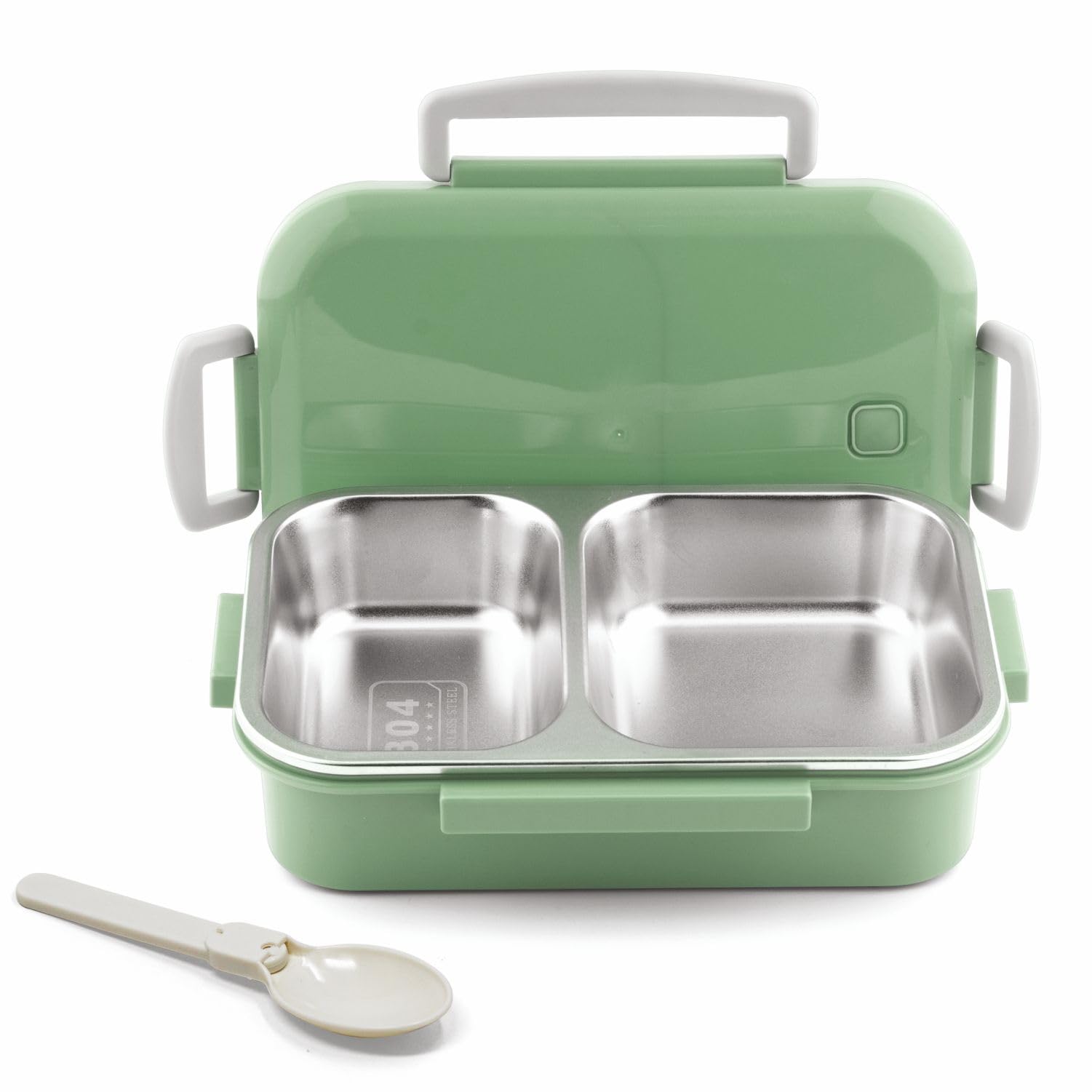 Signora Ware Eat-Up Stainless Steel Lunch Box for Kids Adults, Puf Insulation Keeps Food Warm, 2 Compartments with Locking Lid and Steam Valve, Spill Leak Proof (750Ml Green)