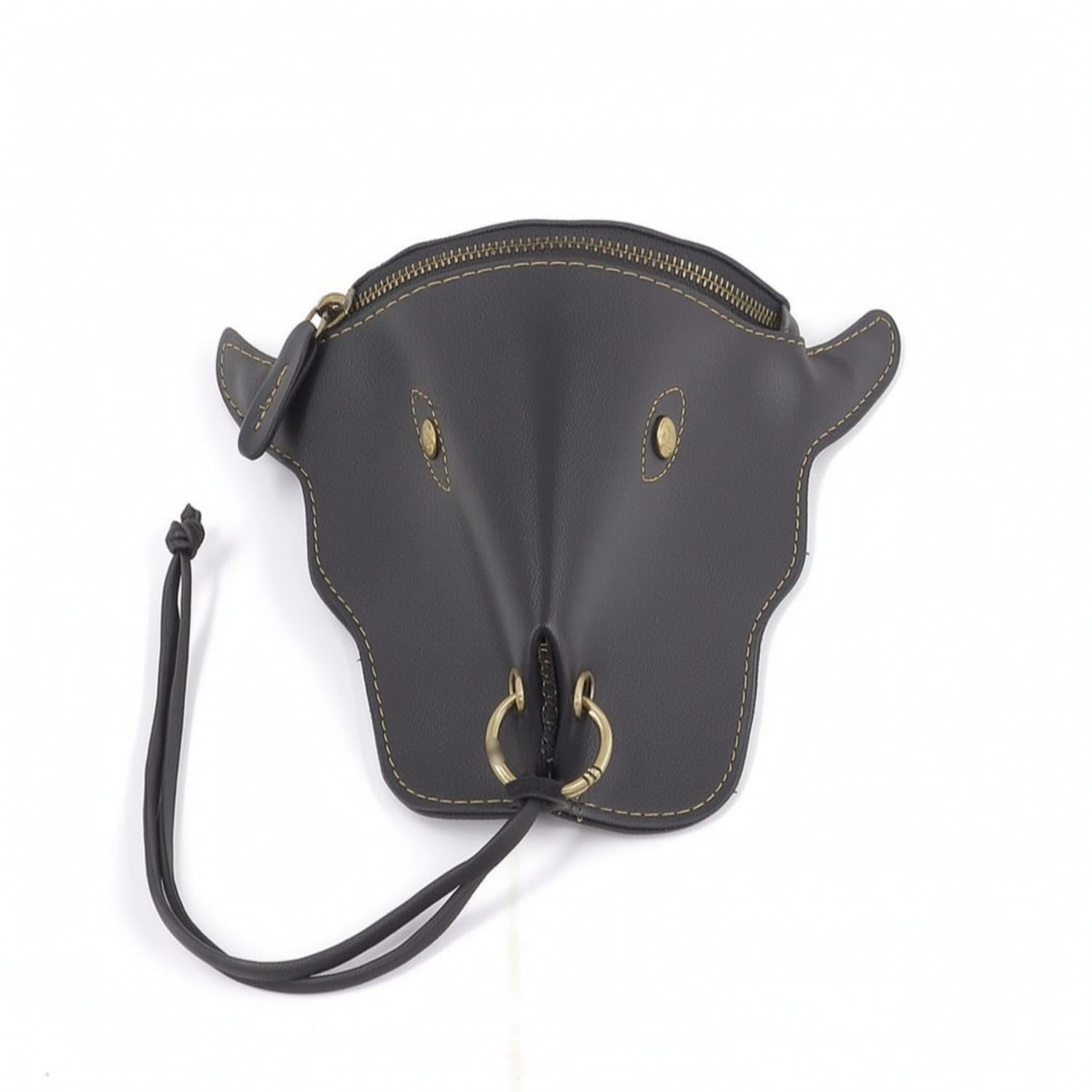 Compact Bull Head Waist Bag Versatile Waist Hanging Bag with Cord Hands-Unrestricted Leather Belt Pouch Lightweight for Travelers, Streetwear, Casual Outings, Travel, Black-image-38