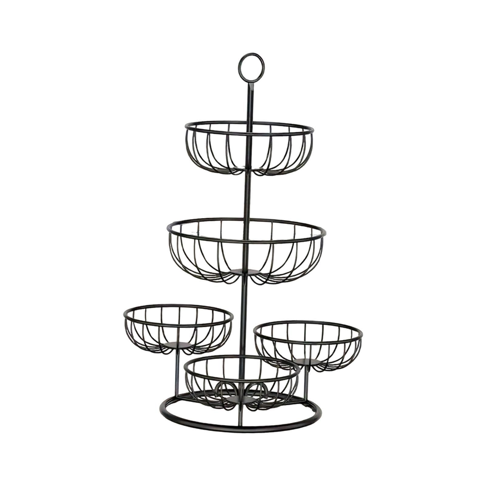 Pixzcsa Hollow Iron Fruit Basket Display Storage Easy To Move Five Tier Stand Showcases Fruits Vegetables Elevates Every Kitchen Countertop Vegetable Bowl Kitchen Countertop Rack