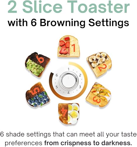 Miniatura 4 de Tostadora vintage de acero inoxidable  2 ranuras anchas de rebanada, 6 ajustes de sombra  Bagel, Waffle & Pan  Cancelar y descongelar