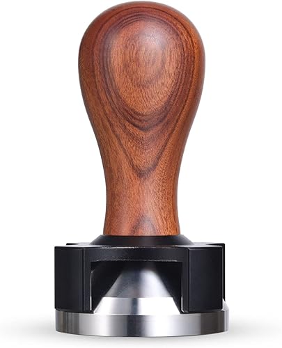 Manipulación calibrada espresso de 2.303 in, manipulación de café calibrada con pavimento con ajustador de profundidad, base plana de acero