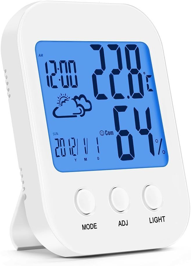 Telaero Electronic Luminous thermometer TH202 Humidity Monitor with Indoor Thermometer, Digital Hygrometer and Humidity Gauge Indicator