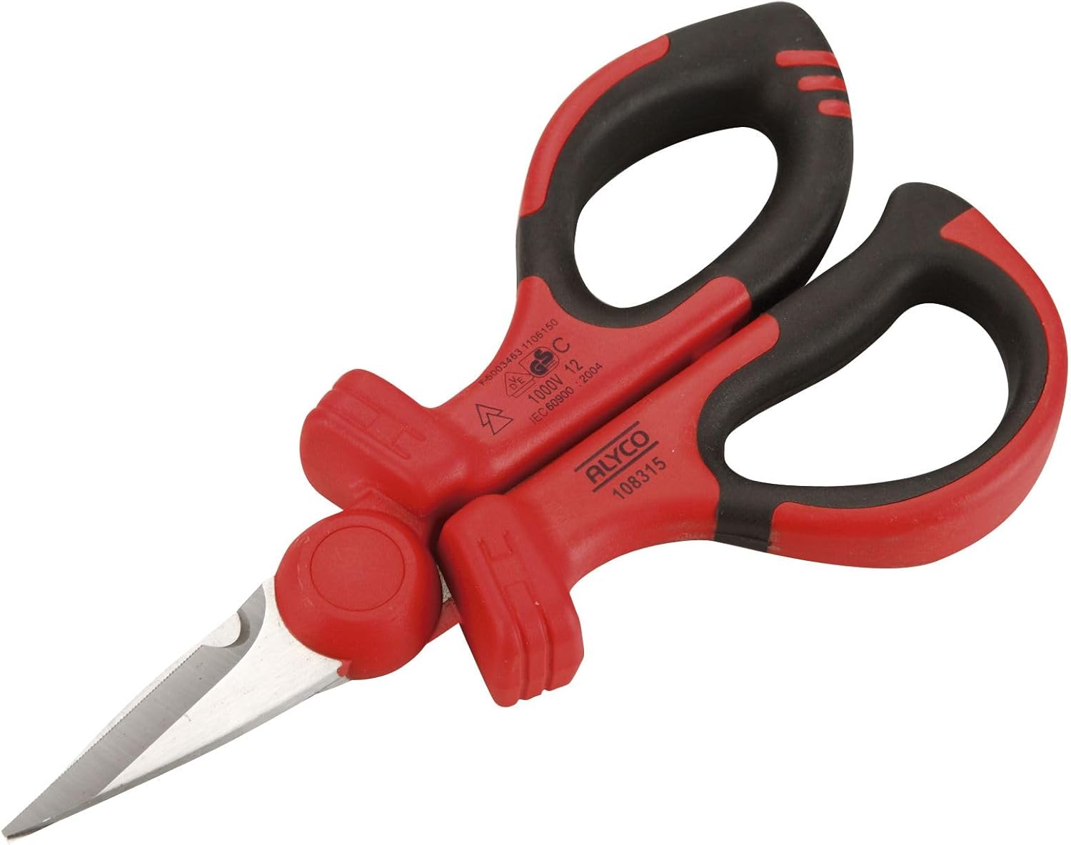 Alyco 108315 – Insulated Scissors for Electrician, VDE 1000 V EN 60900 165 mm