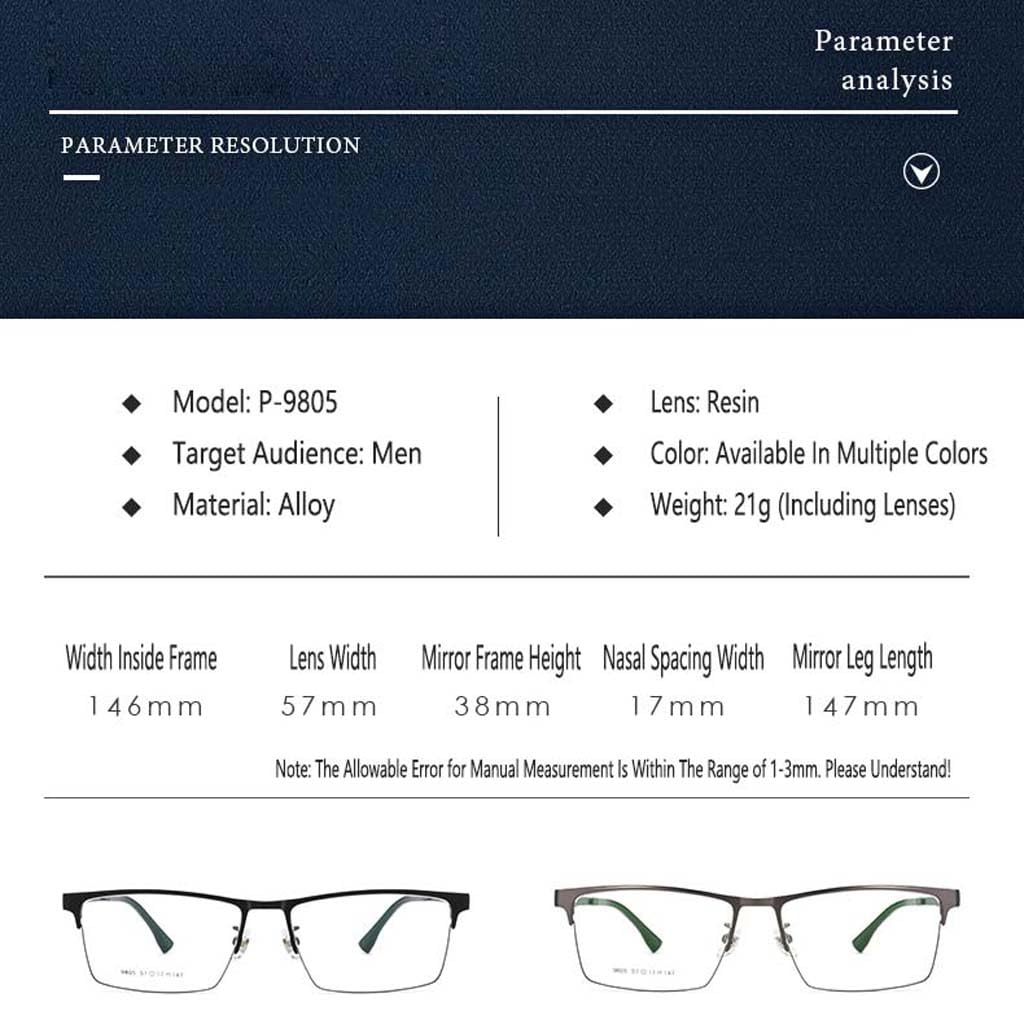 WZX Gafas de Lectura de Media Montura para Hombre, Gafas de Lectura antiluz Azul, Gafas de Lectura rectangulares de Metal semisin Montura con bisagras de Resorte