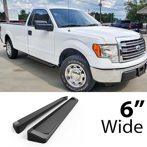 Miniatura 2 de HD Ridez Estribo de 6 pulgadas, color negro, compatible con Ford F150 2009-2014 Regular Cab (barras laterales de barra nerf con escalones laterales)