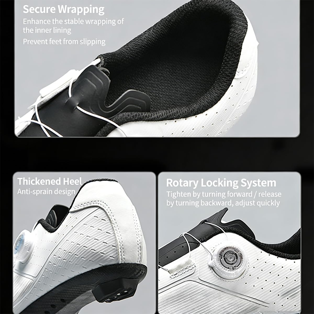 Herren Rennrad Fahrradschuhe mit Look SPD-SL Pedal, Schnelle Anpassung, Stabiler verschleißfester für Indoor Outdoor mit 3 Bolzen-Look Delta