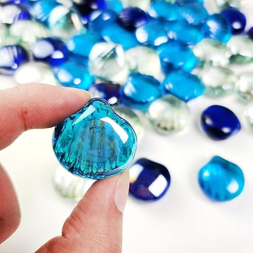Miniatura 4 de Piedras de cristal de concha de mar de 2 libras, relleno de jarrón para pecera, acuario, piedras de fuego para fuente, fiesta temática de playa,