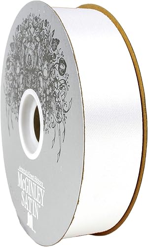 McGinley Mills - Cinta de satén de acetato de 1.3 pulgadas de ancho, color blanco, carrete de 100 yardas disponible en Yaxa Peru