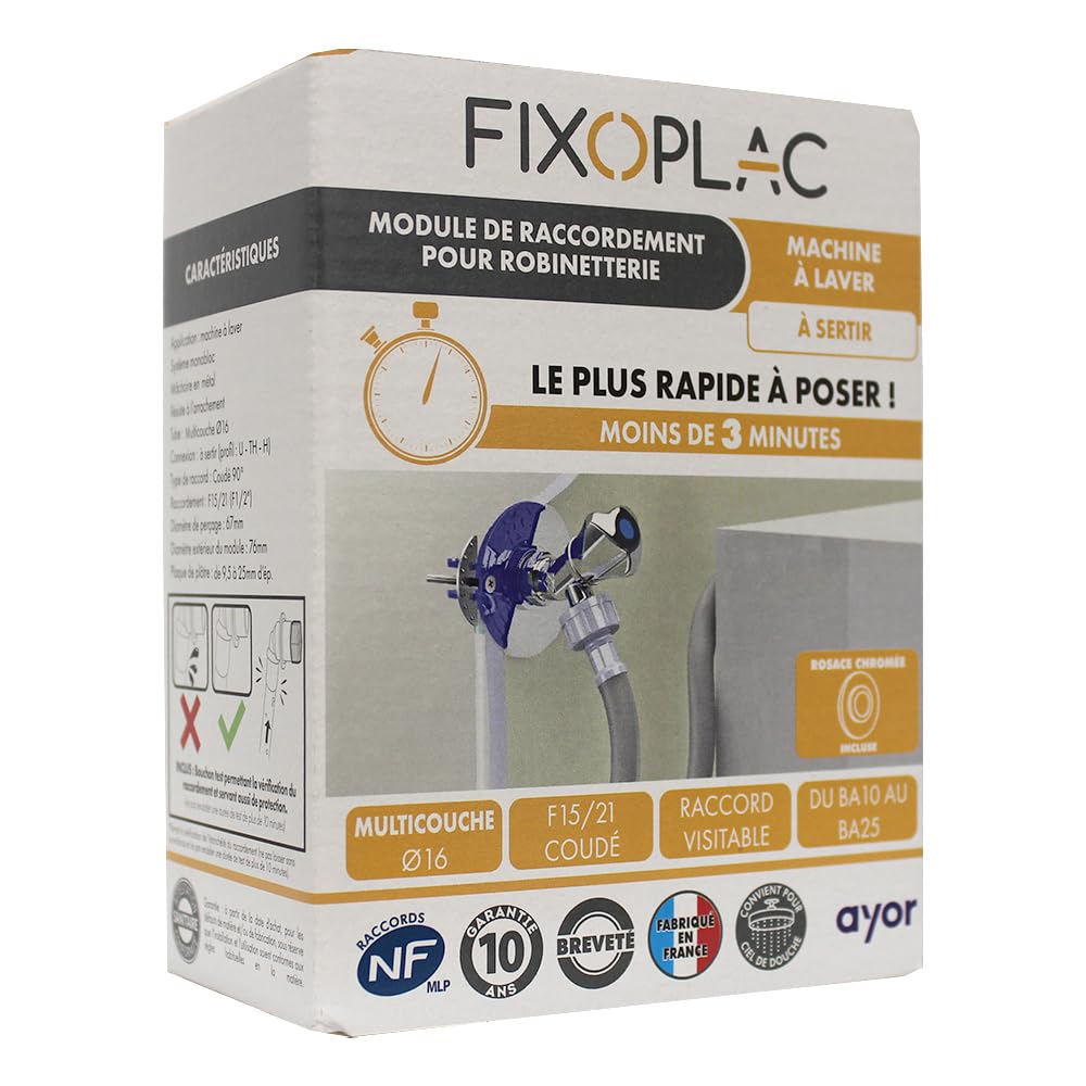Somatherm - Sortie de cloison Multicouche - Sortie de cloison machine à laver FIXOPLAC - raccord coudé Multicouche à sertir Ø16 - Femelle 1/2" (15/21) -