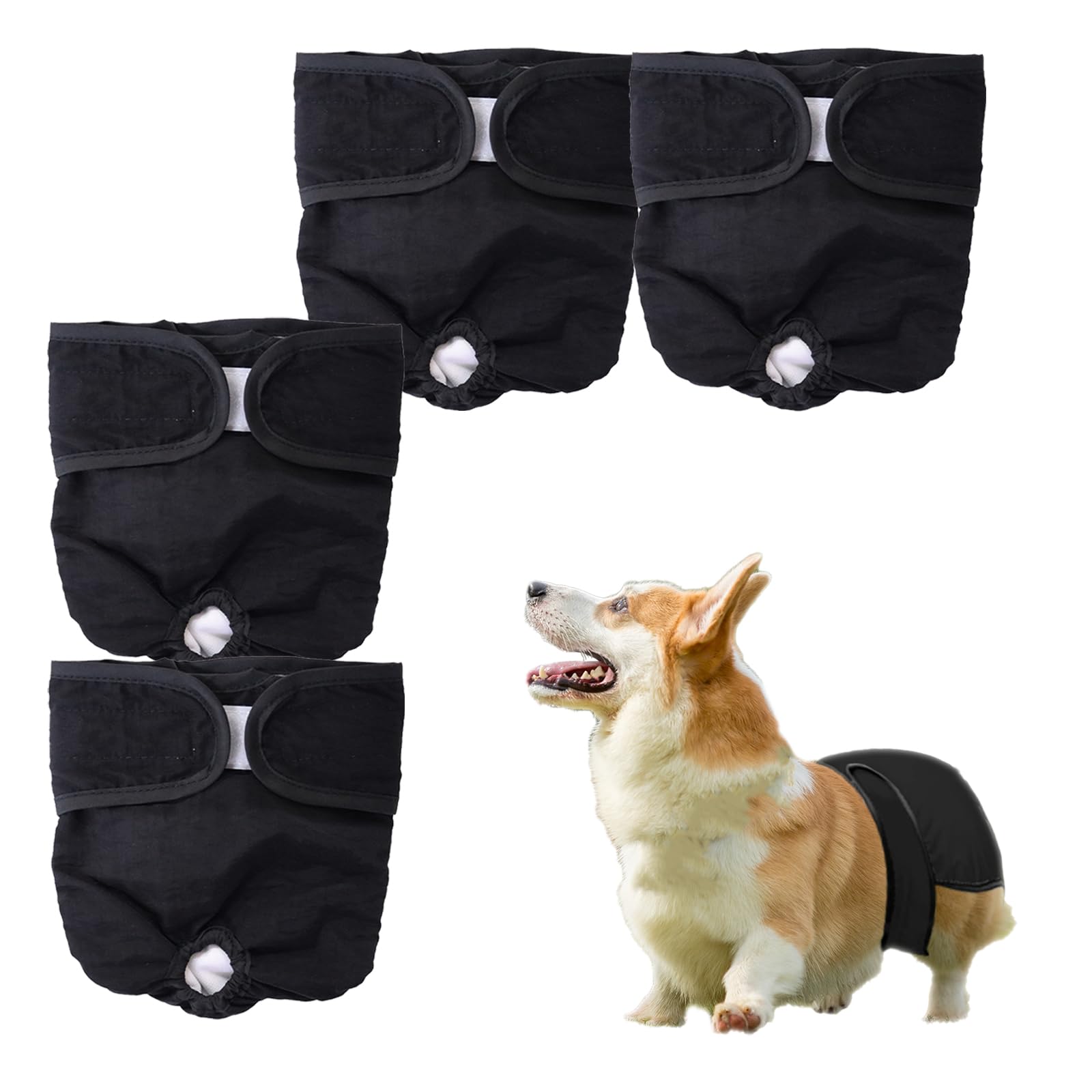 4 Piezas Duraderos Pañales para Perro, Pañales Lavables para Perras para Hembra, Pañales Reutilizables para Perros para Female Dog, Altamente Absorbentes Pañales para Mascotas(Negro)