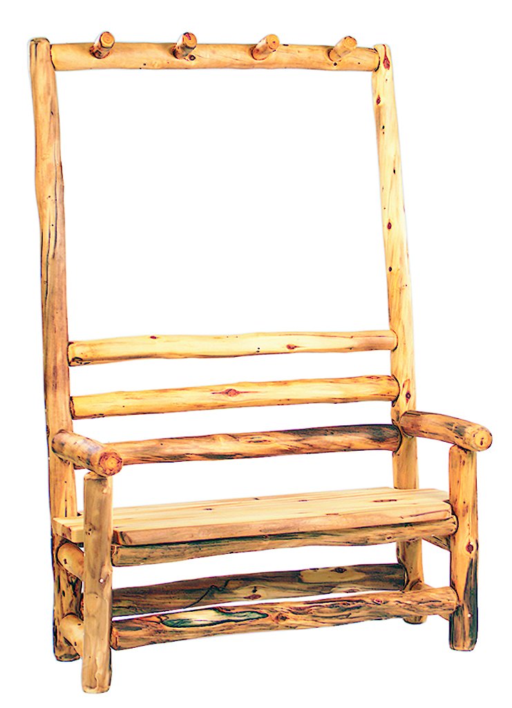Mountain Woods Furniture Aspen Heirloom Collection Bench Chair with Coat Rack & Arms, 4', Poly Finish