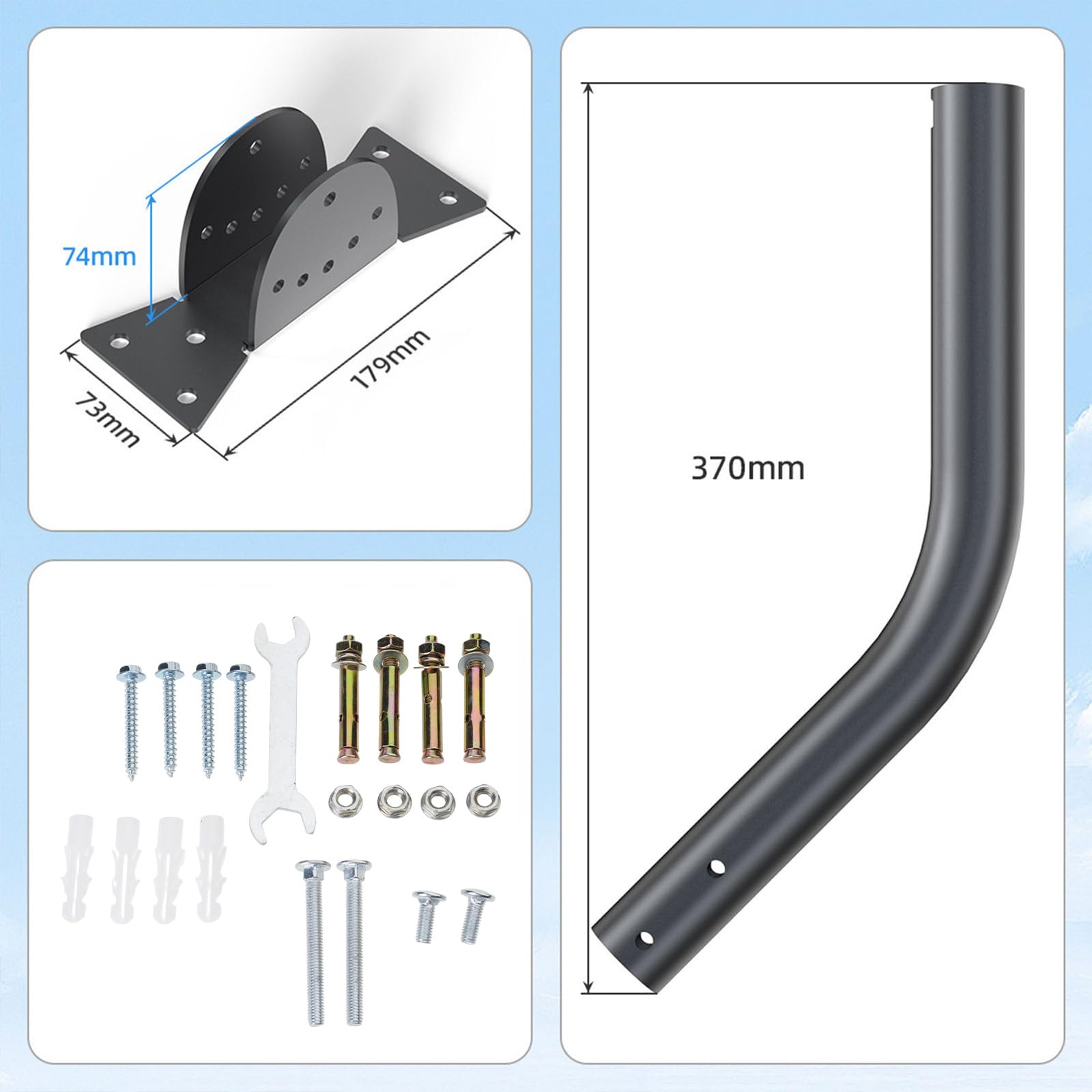 Support moderne et modifiable avec structure d'organisation des fils qui garantit une installation propre des antennes et un affichage optimal - Marquage permanent pour l'extérieur