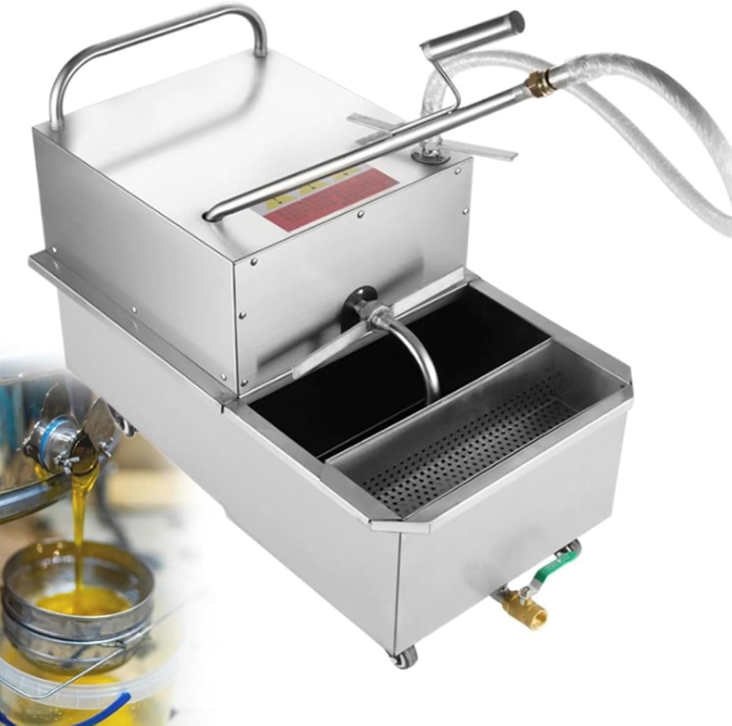 Yxyljoz Commercial Fryer Filter Machine,Oil Filtration For Cooking Oil Separation,Stainless Steel Filler Cart For Restaurants,User-Friendly Mobility,Low Noise Operation,38L