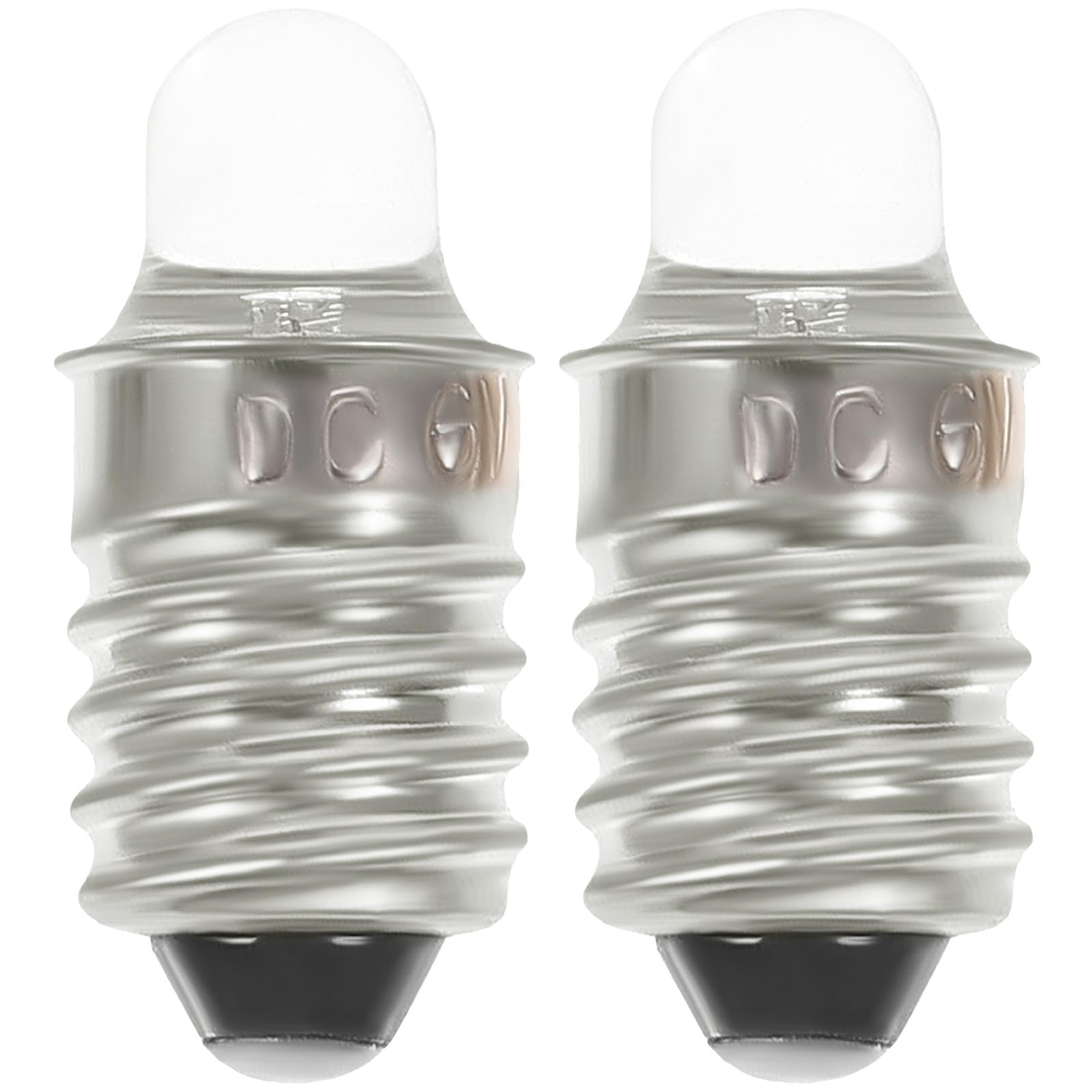 Bombillas de Repuesto LED 6v E10 para Linternas Pequeñas 2 Unidades en Vidrio y Metal Fáciles de Instalar para Camping y Uso en Casa