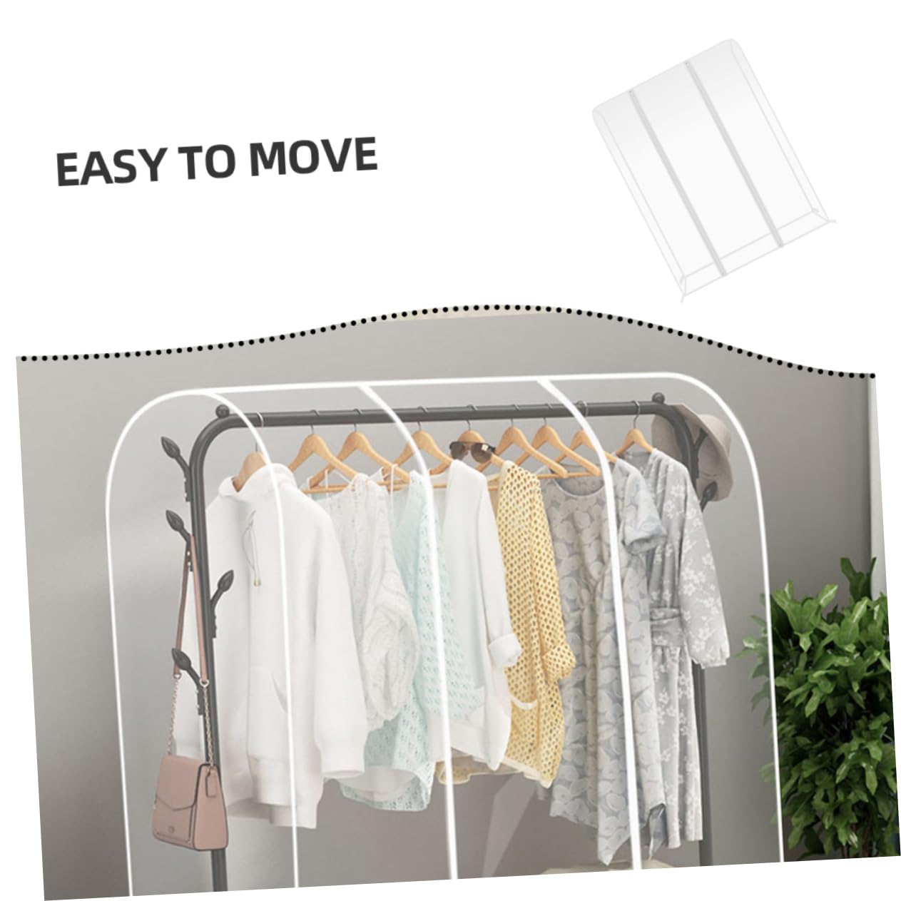 Gatuida Funda para Perchero Capacidad Grande Transparente con Cremallera de Plástico Protector Portátil y Minimalista y Diseño Moderno para Ropa en Casa u Hotel