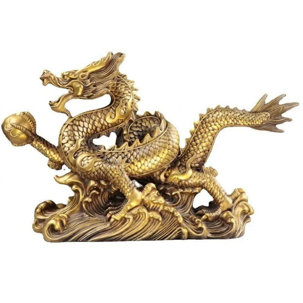 Sanfly Feng Shui Dragon Statues, Chinese Dragon Figurine Ornament Decoration For Luck & Wealth Perfect For Home Office Decor