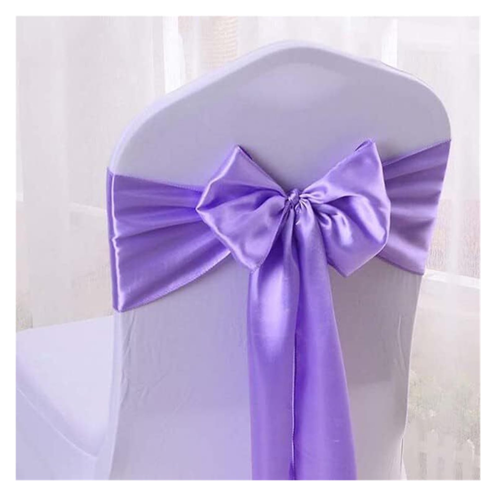 REcsdza chair sashes, 2Pcs MultiColor Satin Chair Bow Butterfly Ties Bands Cover Knot Wedding Party Banquet Decorative Ribbon(Lavender)