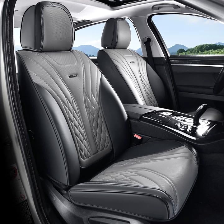 Image of Coverado Car Seat Covers, Car Seat Covers Front Seats, 2-Pack Front Seat Cover, Nappa Leather Waterproof Seat Covers, Car Seat Protectors, Automotive Seat Covers Universal Fit for Most Vehicles