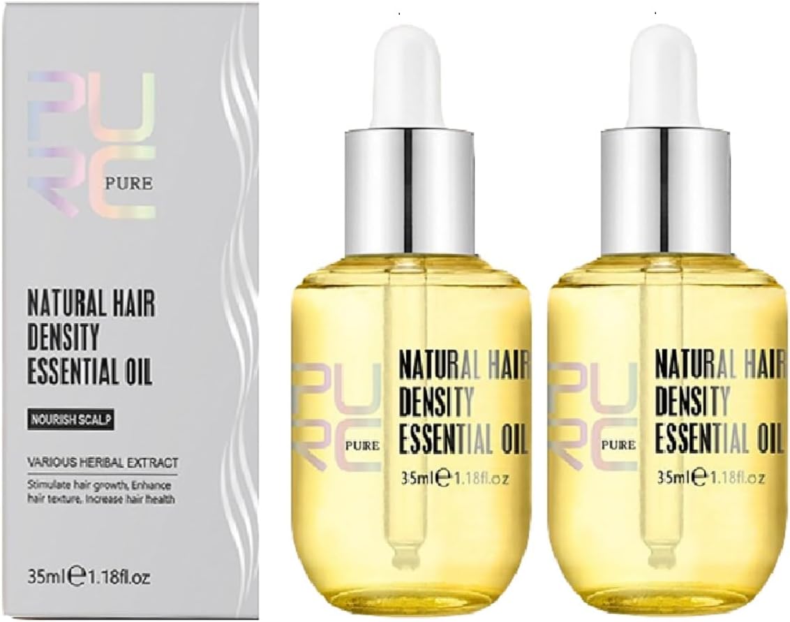 PURC Natural Hair Density Essential Oil,PURC Oil for Hair Growth,Natural Hair Regrowth Serum for Women & Men-35 ML(2 PCS)