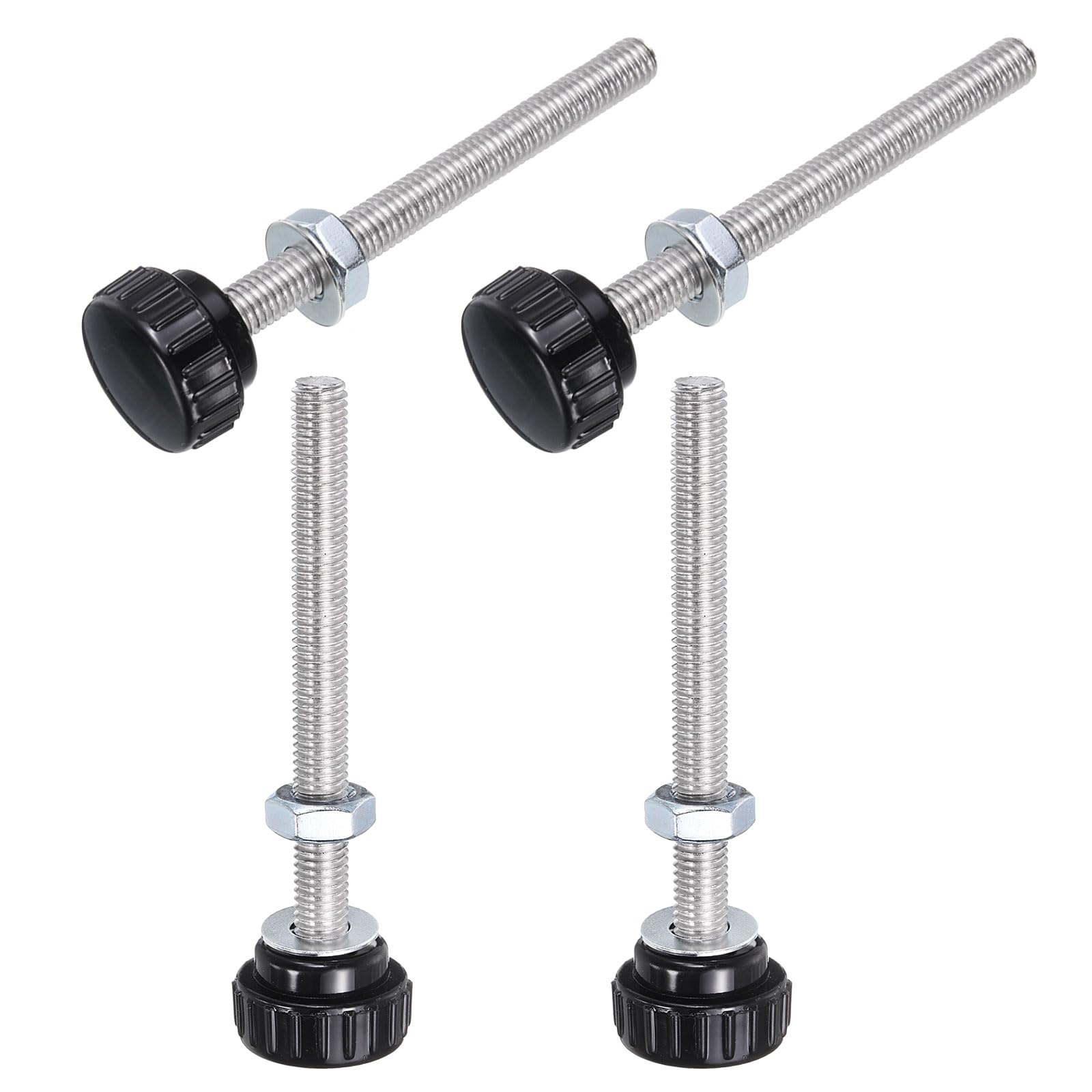 sourcing map M8x80mm Knurled Knobs Thumb Screws Carbon Steel,25mm Head,4Set
