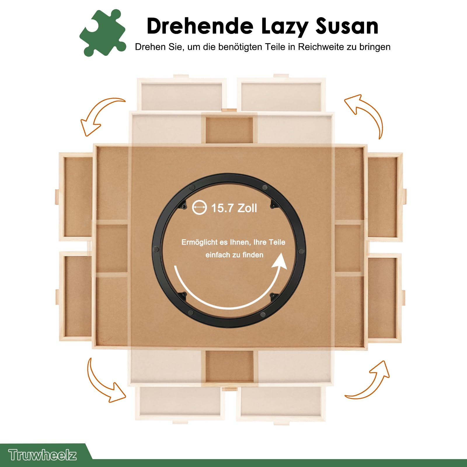 1500-elementowa obrotowa układanka z 6 szufladami i pokrywą, przenośny drewniany stół do układanek,64x 87cm dla dorosłych, obrotowa układanka Lazy Susan, prezent świąteczny dla mamy