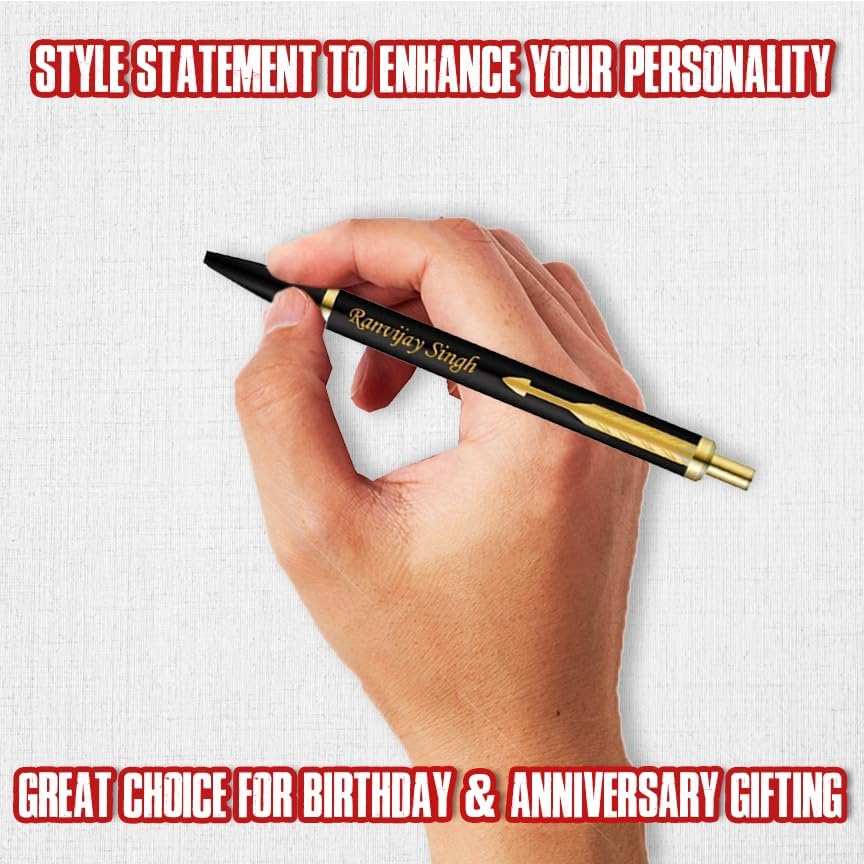 Image of Savri Personalized Parker Black Ball Pen with Name Engraved.Ideal for Corporate Gifting, Special Occasions - Customized Name- Best Gift for Birthdays, Professionals, Graduation, Promotion, Anniversary