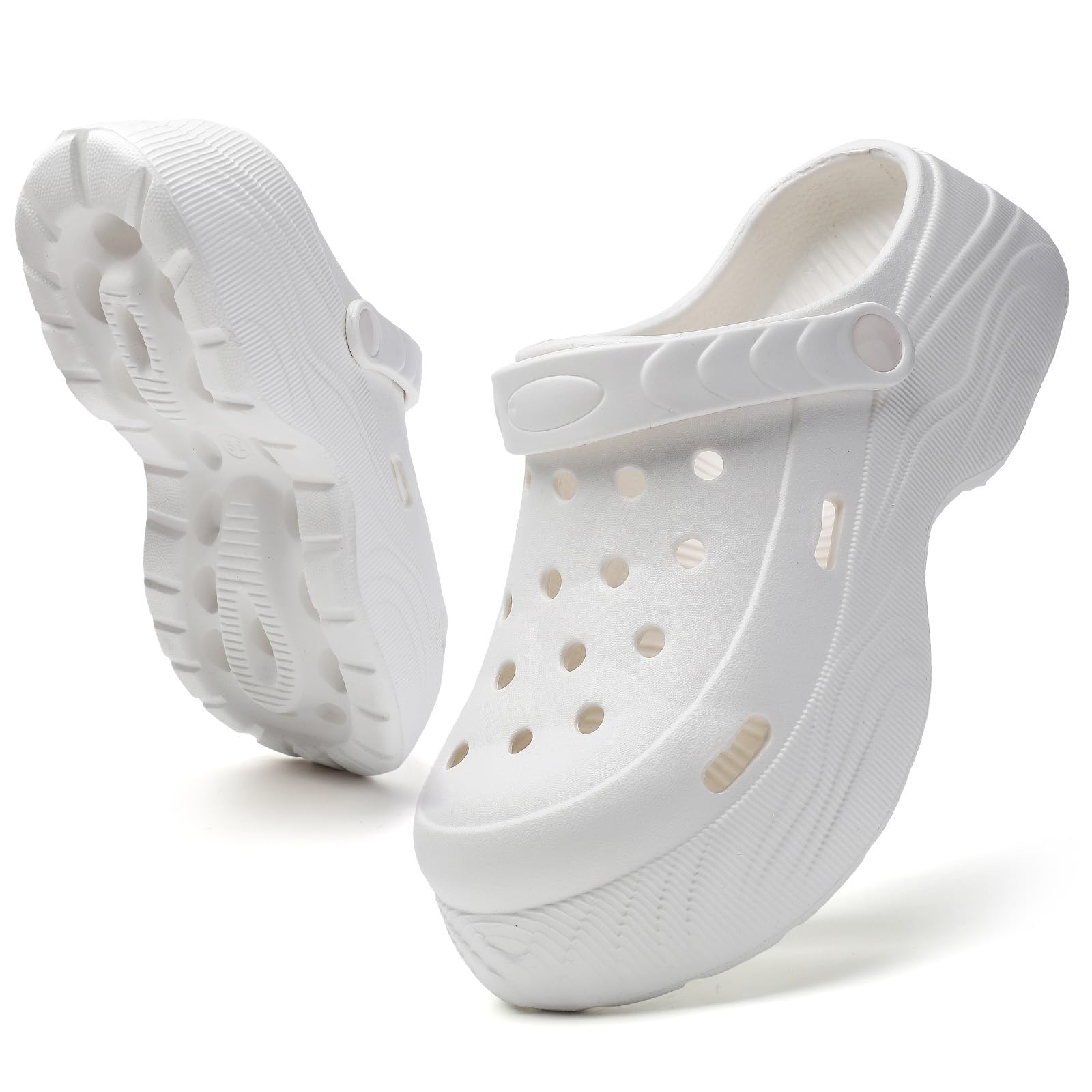 XJITIGER Women Platform Graphic Clog: Garden Shoes - Lightweight Slippers - Breathability Sandals for Adults Aged 18-35 Home Beach Walking