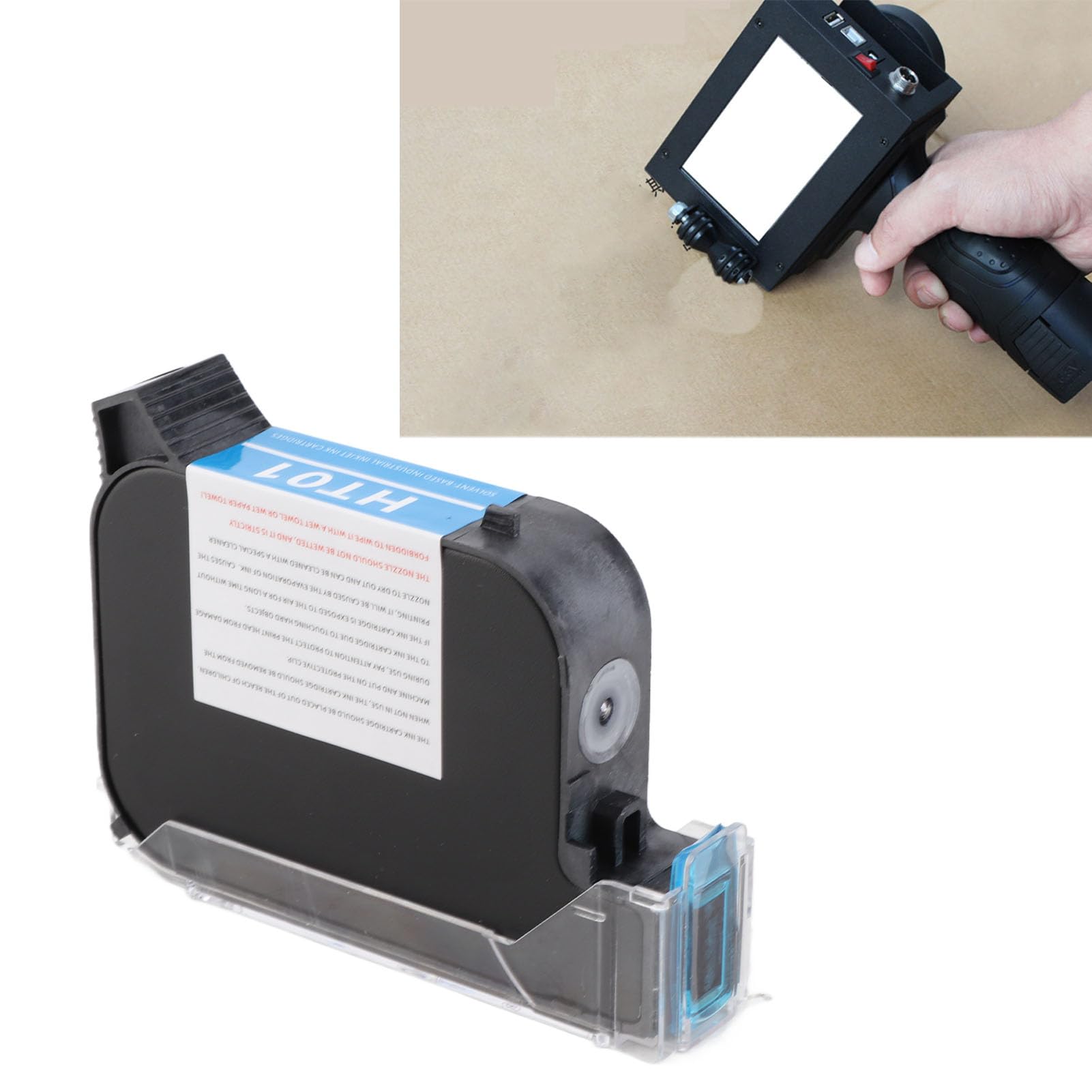 Inkjet Printer Inktpatroon, Stevig Hand Printer Inktpatroon Gladde Druk ABS 12.7mm Veilig Schoonmaken Hout Voor Vervanging (Zwart
