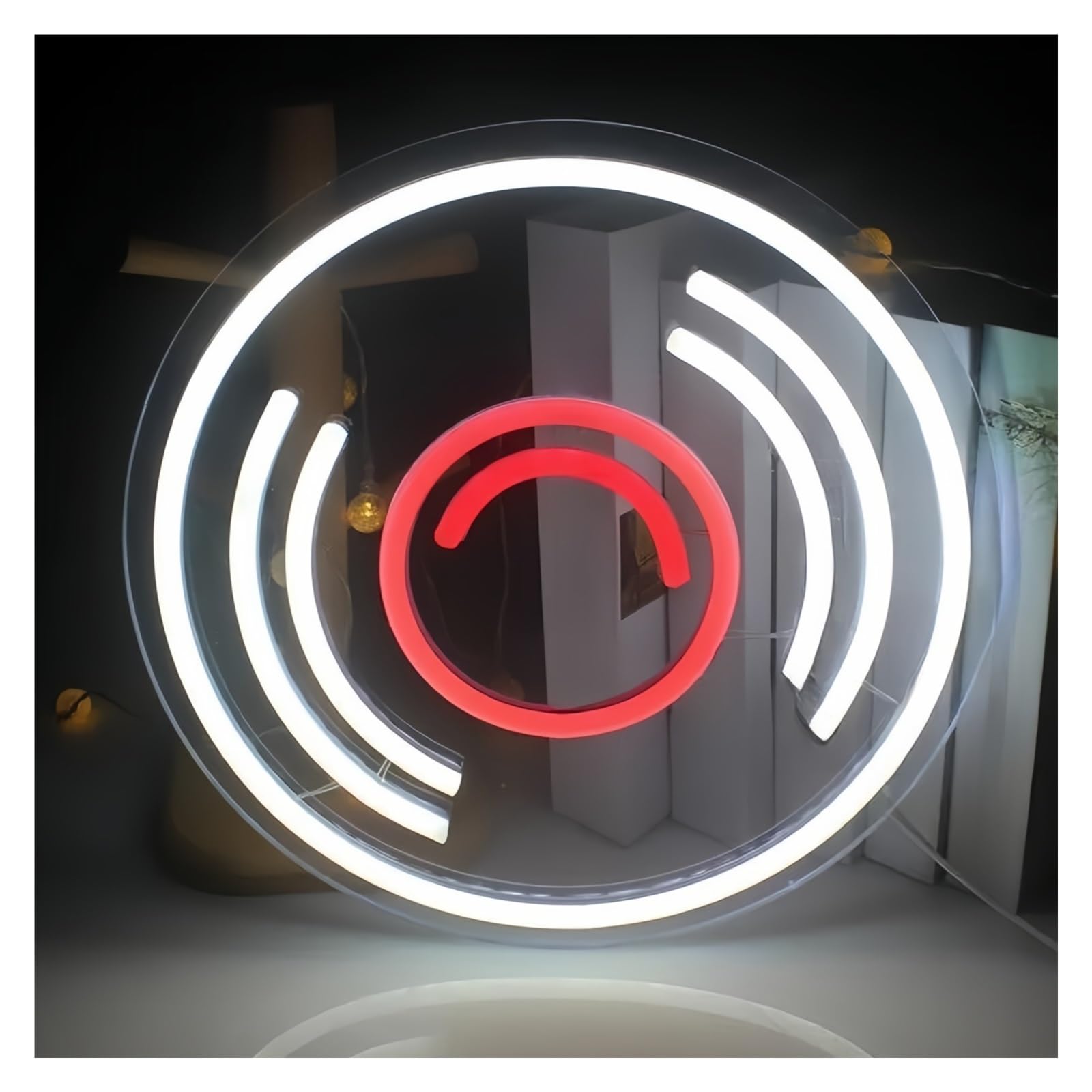 SHOUXI Sign Lamp DJ Records Neon Signs, USB Powered Round Music Records Neon Lights Suitable for Bistro Wall Decor Commercial Signs 34cmx34cm