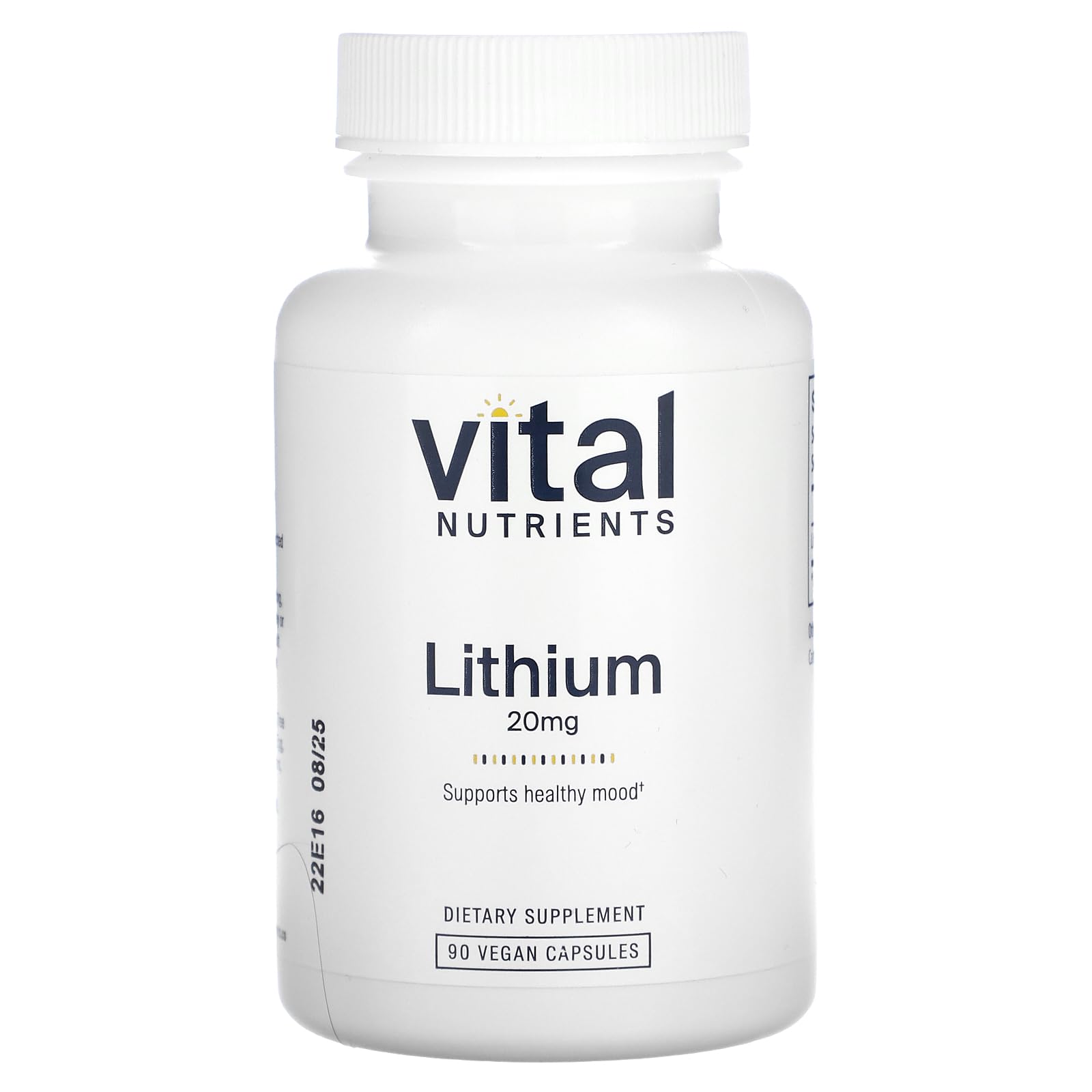 Lithium Orotate | Vegan Lithium Supplements for Memory, State of Mind, and Behavioral Health* | 20mg | Gluten, Dairy, Soy Free | 90 Capsules