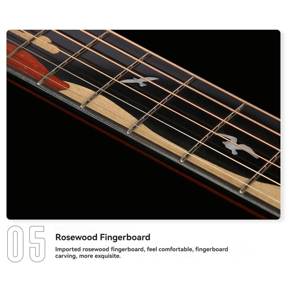 La chitarra folk ByErz da 41 pollici in abete rosso con impiallacciatura singola con design unico del modello della tastiera e superficie originale color legno è adatta for esercitarsi e suonare, prin