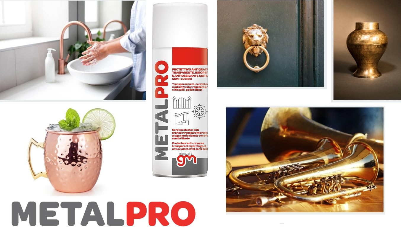 Magazzini GM METALPRO, Spray Protettivo Antigraffio e Antiossidante per Metalli, Effetto Semi Lucido, Barriera Idrorepellente, Rivestimento UV, 400ml (1)