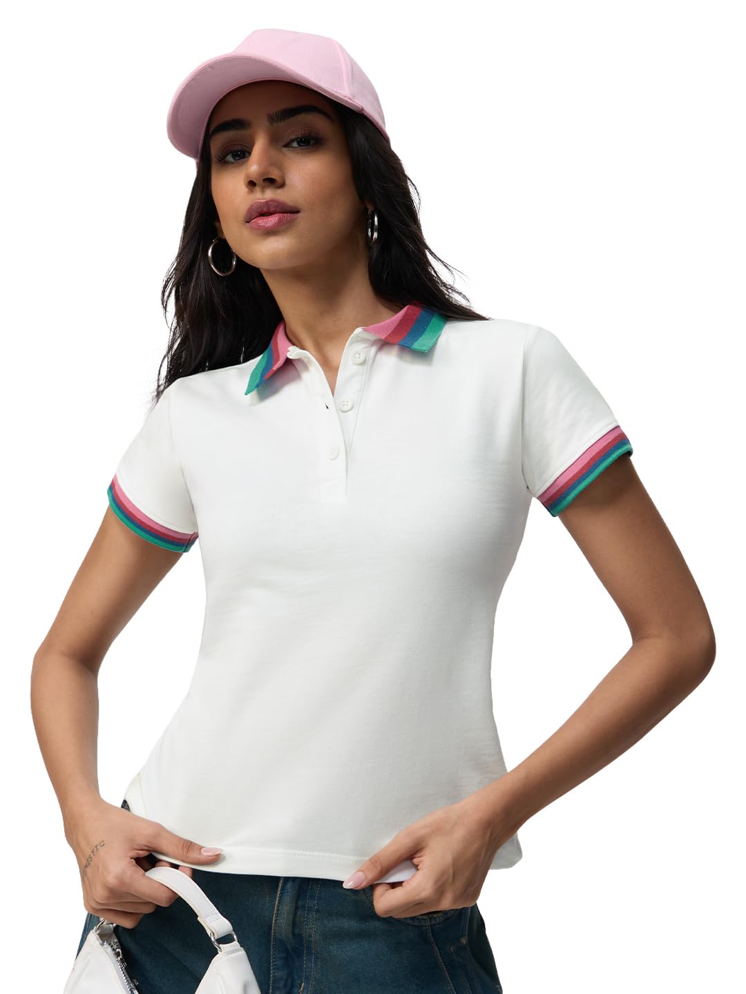 Polos: Women and Girls Short Sleeves Spread Collar Solid Cotton Regular Fit Breathable Comfortable Lightweight Everyday Polos