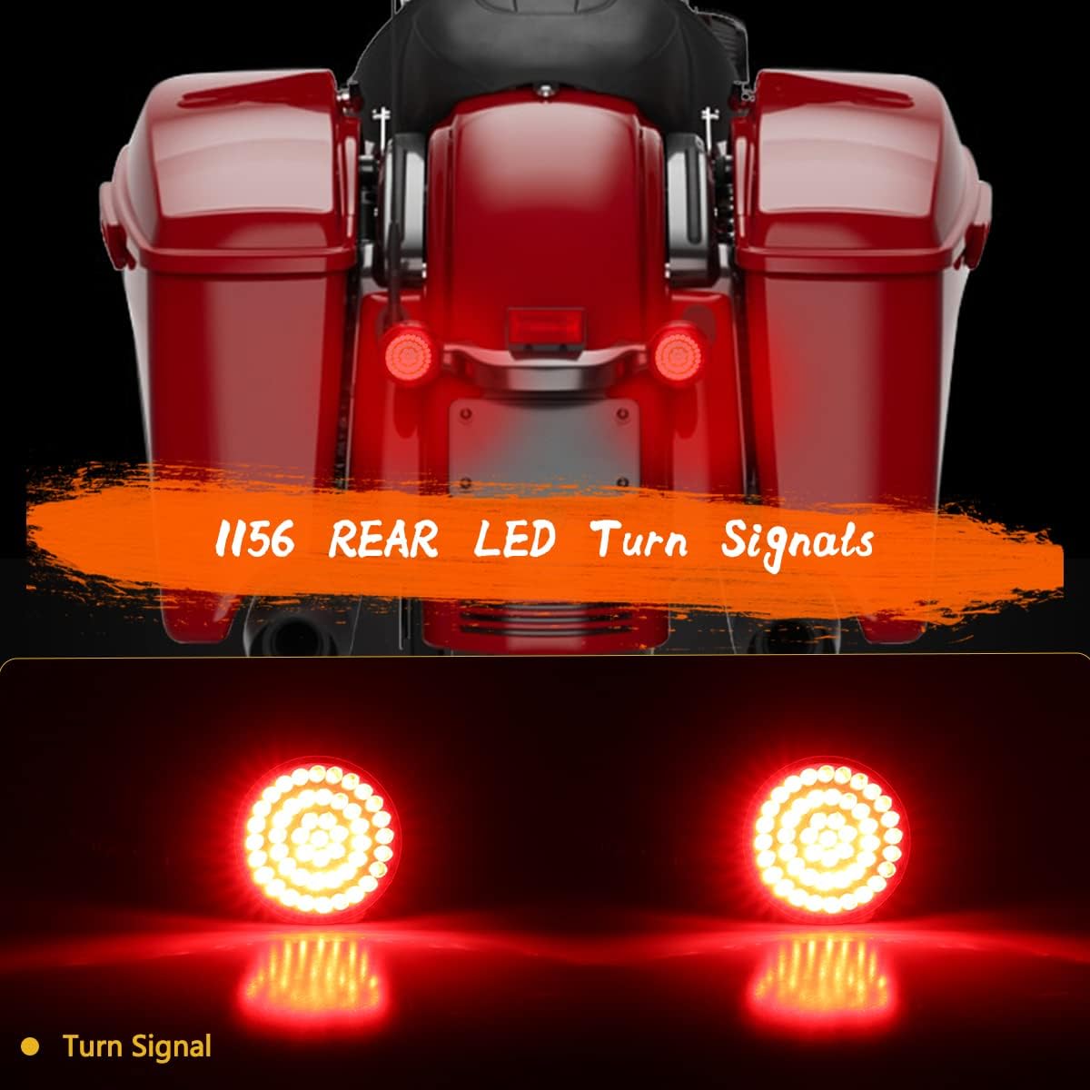 1157 Front 1156 Rear LED Turn Signals, 2 Inch Bullet 12V Motorcycle Blinker Running Lights for Harley Dyna, Road King, Sportster 1200, Iron 883