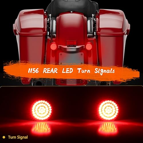 Miniatura 5 de 1157 Front 1156 - Señales de giro LED traseras, 2 pulgadas, bala de 12 V, luces intermitentes para motocicleta Harley Dyna, Road King, Sportster