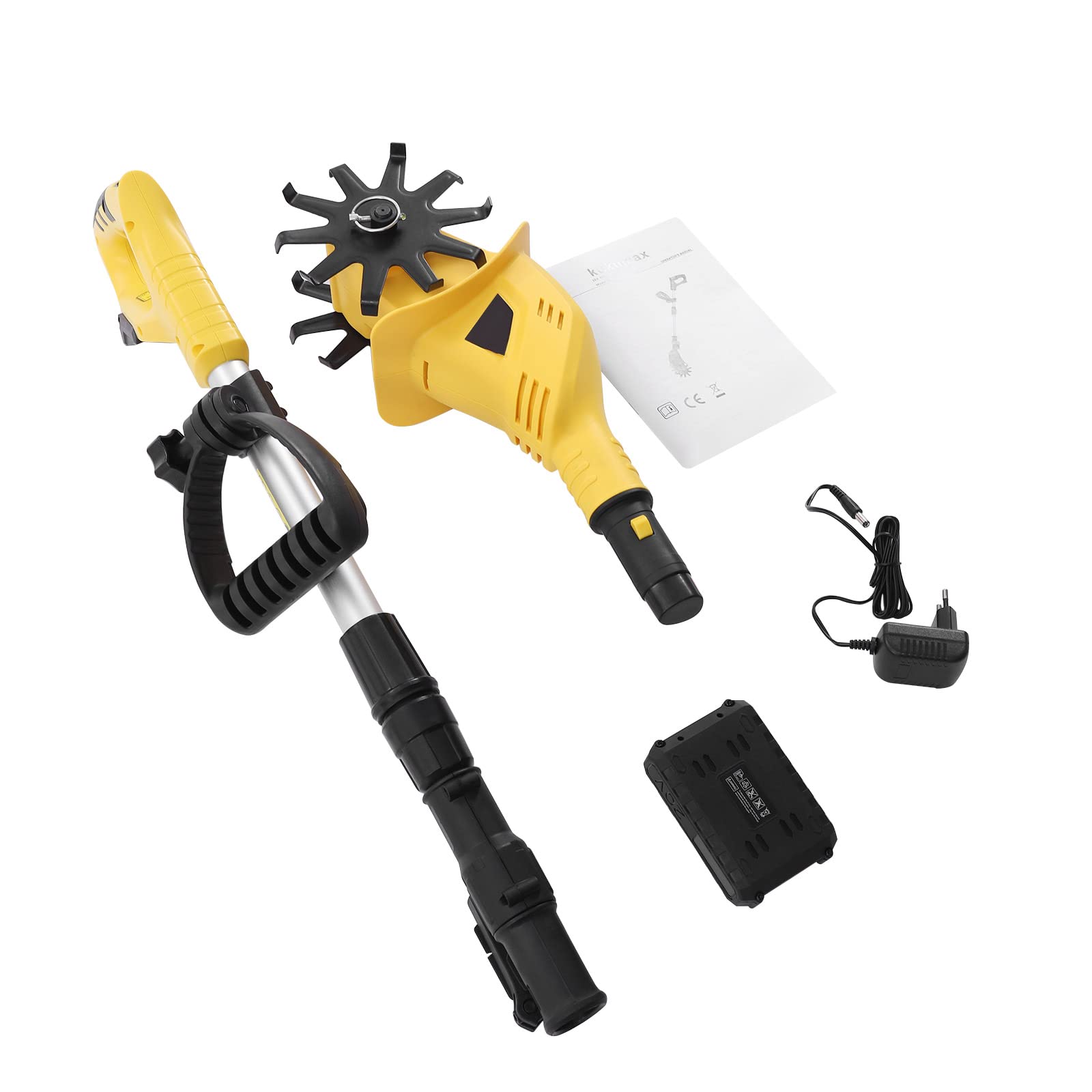 Motoazada | Dispositivo para eliminar malas hierbas, 20 V, azada de suelo, 3,9 pulgadas de ancho, almenas de acero, profundidad del suelo 17 cm